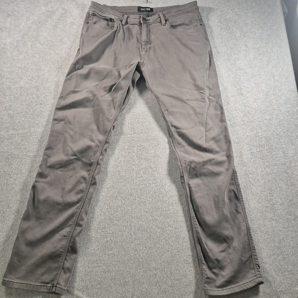 Du/er Duer Jeans Mens Size 36x34 (36x32) N2X Relaxed Taper Pants Gray Stretch